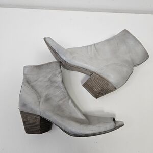 Officine Creative Peep Toe Ankle Boots Shoes Sz 38.5 EUR / 8 US Distressed Grey